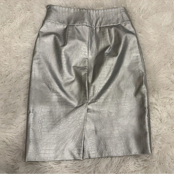 Marciano Embossed Metallic silver python  Print Midi Skirt - Picture 2 of 4